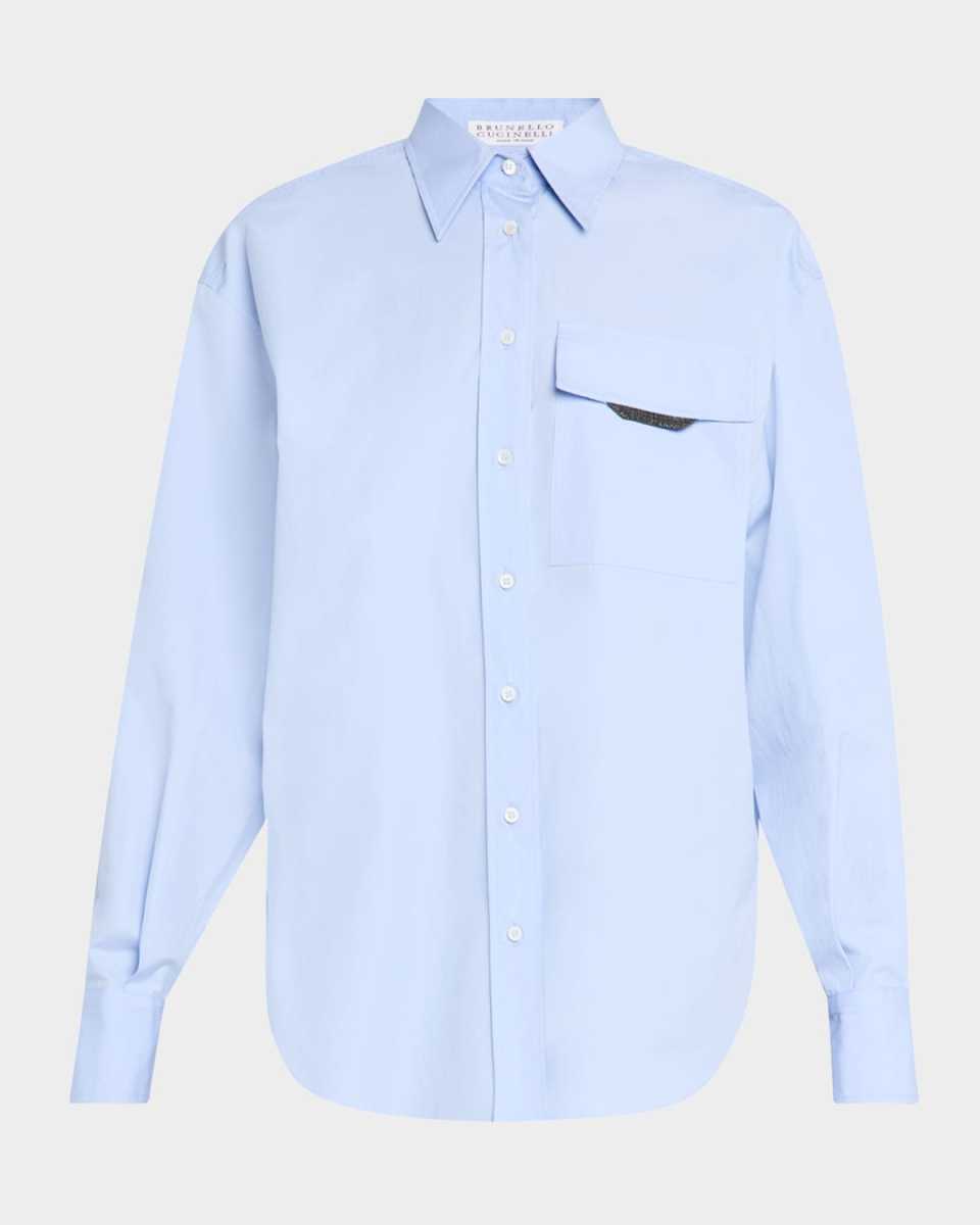 Matte Poplin Shirt with Monili Flap Pocket